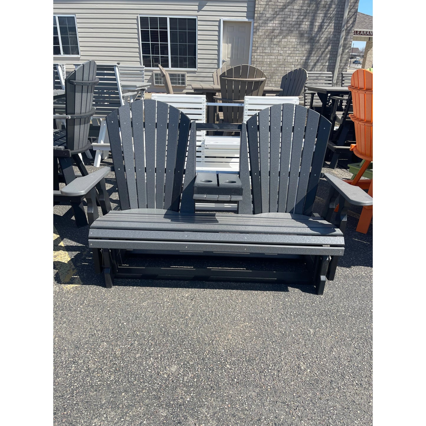 Classic 5' Glider with flip down console in Black/Dark Gray C128