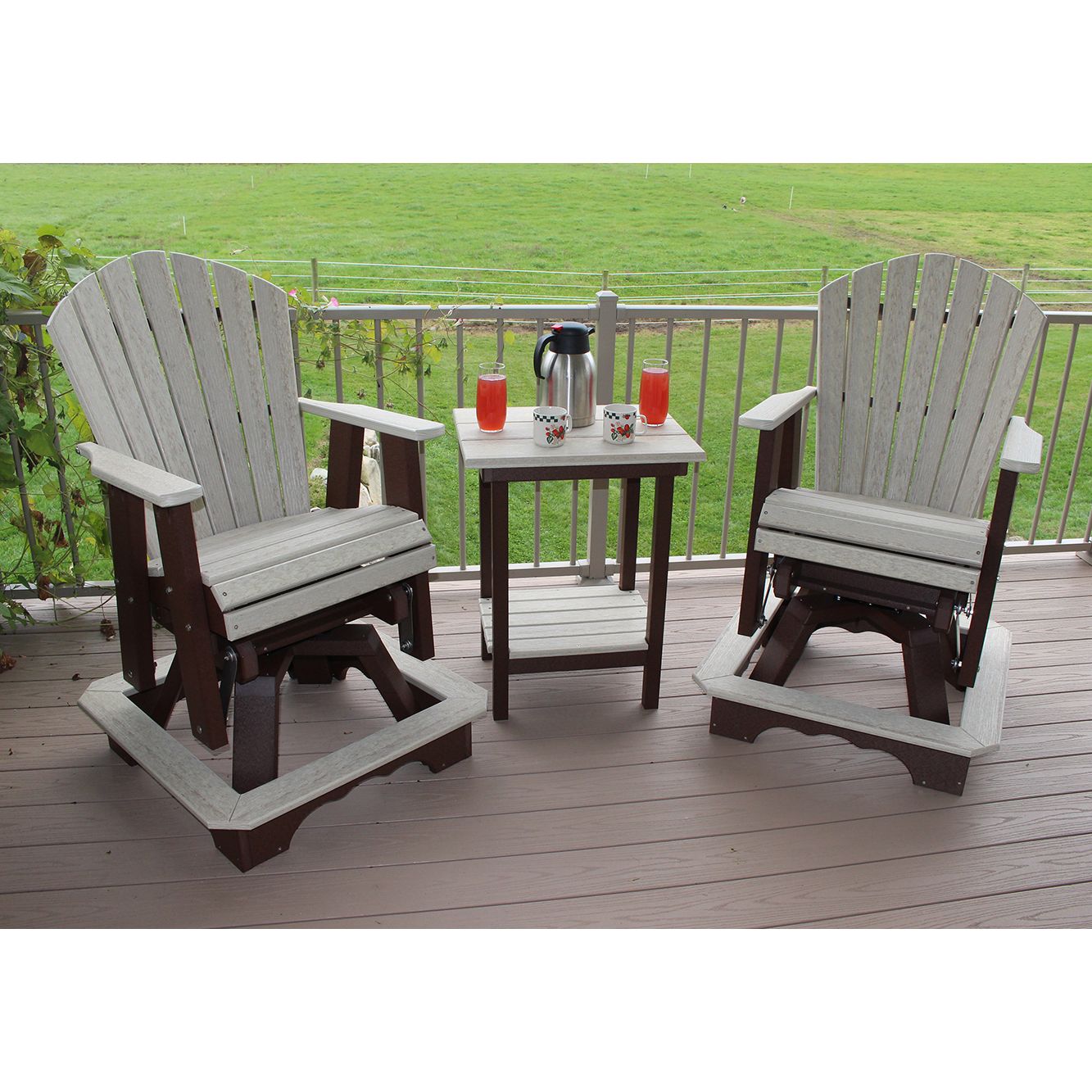 Classic Counter Height Swivel Glider (C135) in Black and Driftwood Gray (Wood Grain)