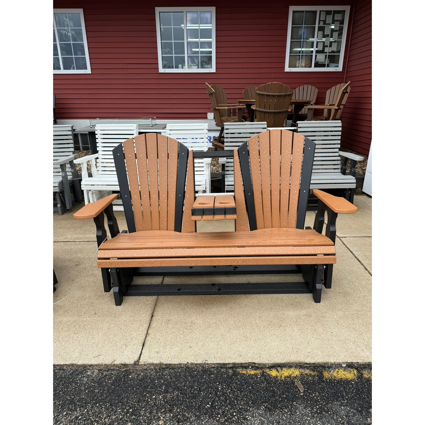 Creekside Classic 5' Glider with Console C128 in Black and Cedar