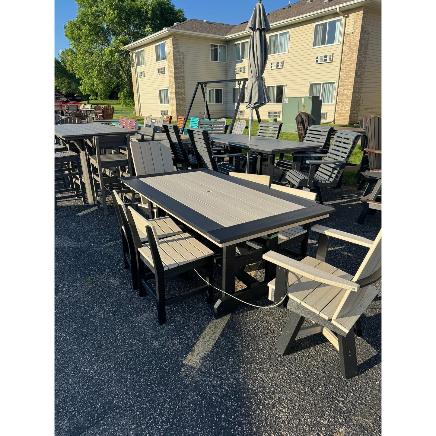6' Dining Table with 4 Stationary Chairs & 2 Swivel Joya Chairs in Black & Birch