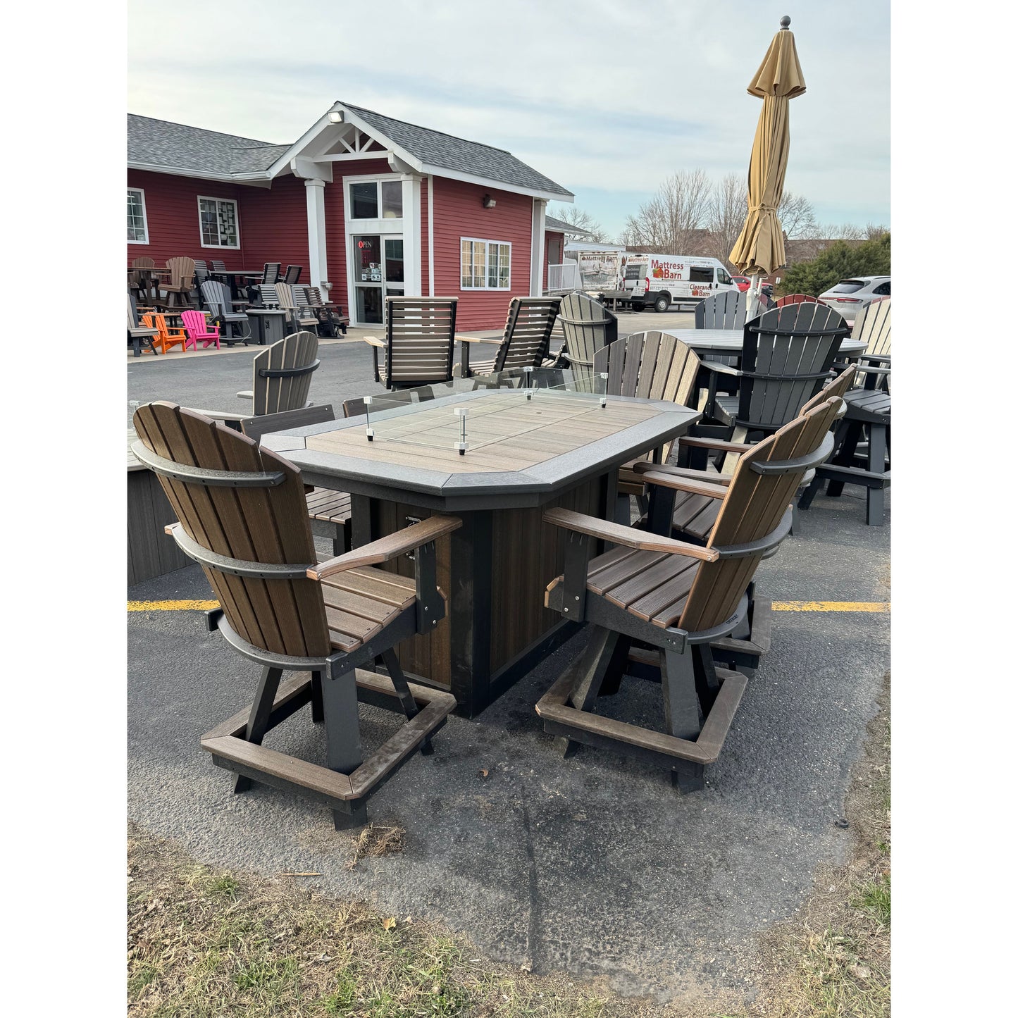 6' Fire Counter Table with 4 Classic Swivel & 2 Stationary Chairs in Black & Brazilian Walnut