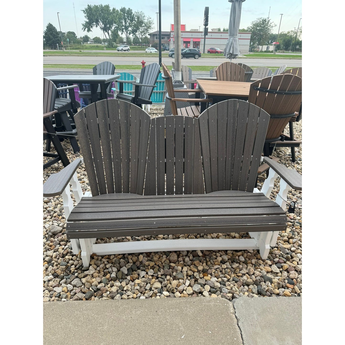 Creekside Classic 5' Glider with Console (C128) in White & Coastal Gray (Wood Grain)