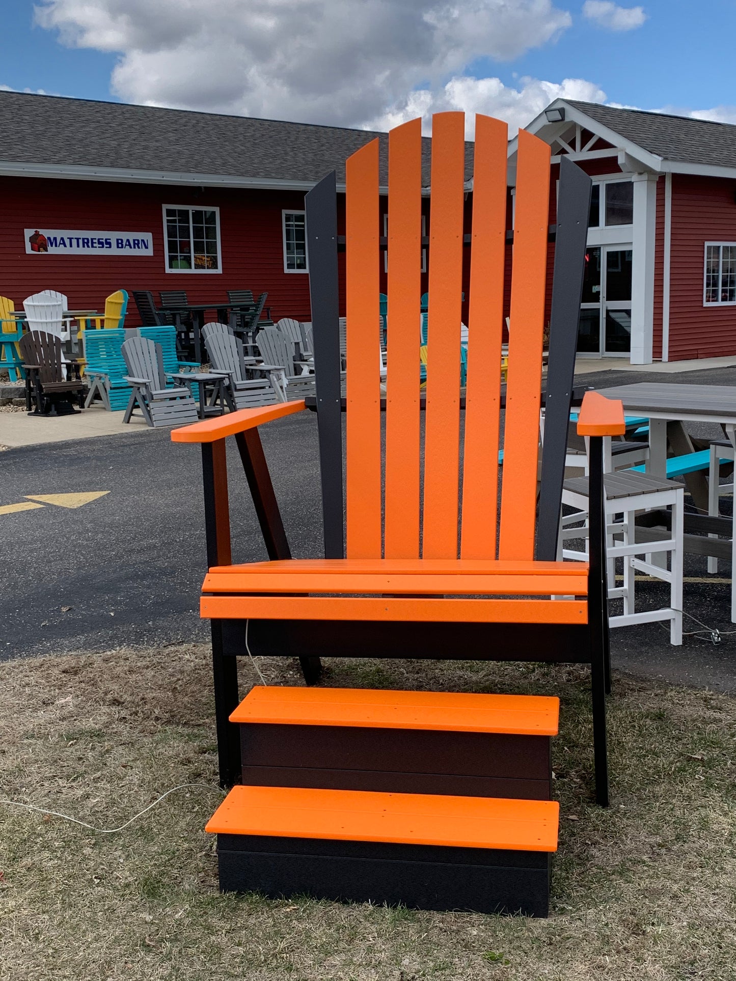 Creekside Big Chair with Steps in Black and Orange