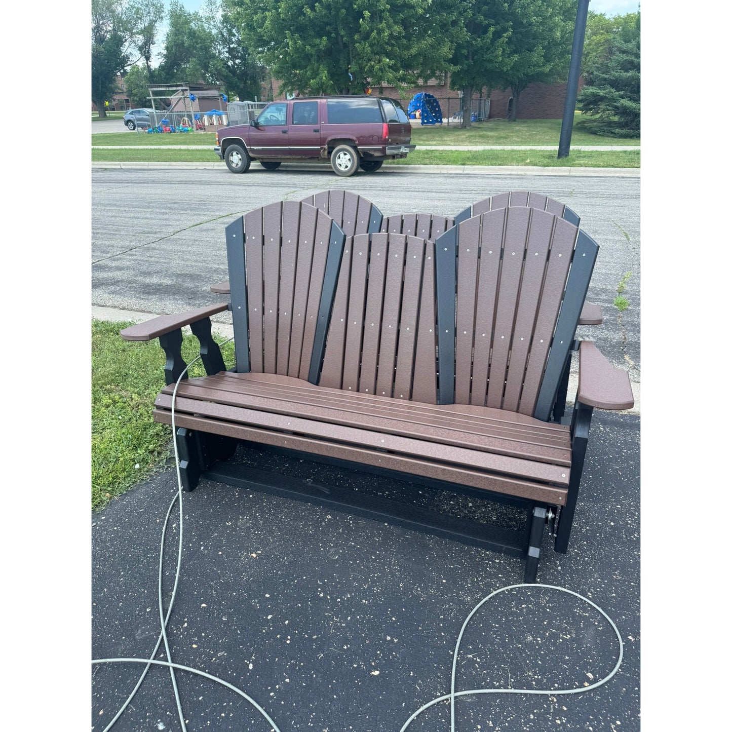 Classic 5' Glider with flip down console in Black & Brown