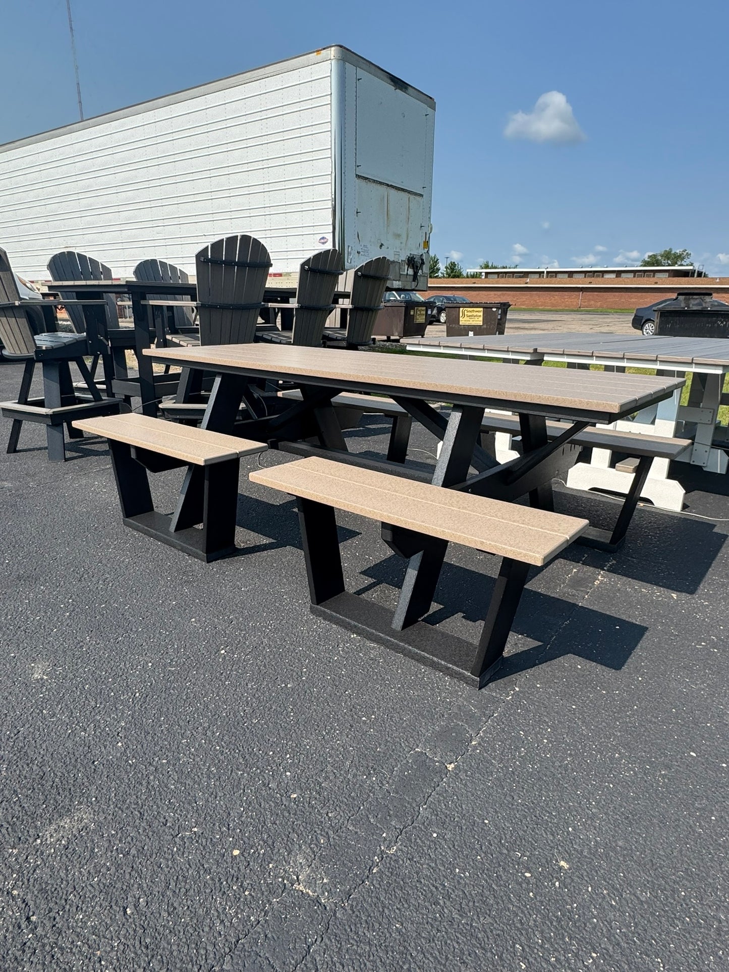 Creekside 7' Split Seat Picnic Table in Black and Weatherwood