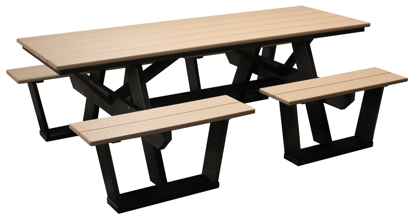 Creekside 7' Split Seat Picnic Table in Black and Weatherwood