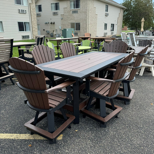 7' Counter Table with 6 Swivel Counter Chairs