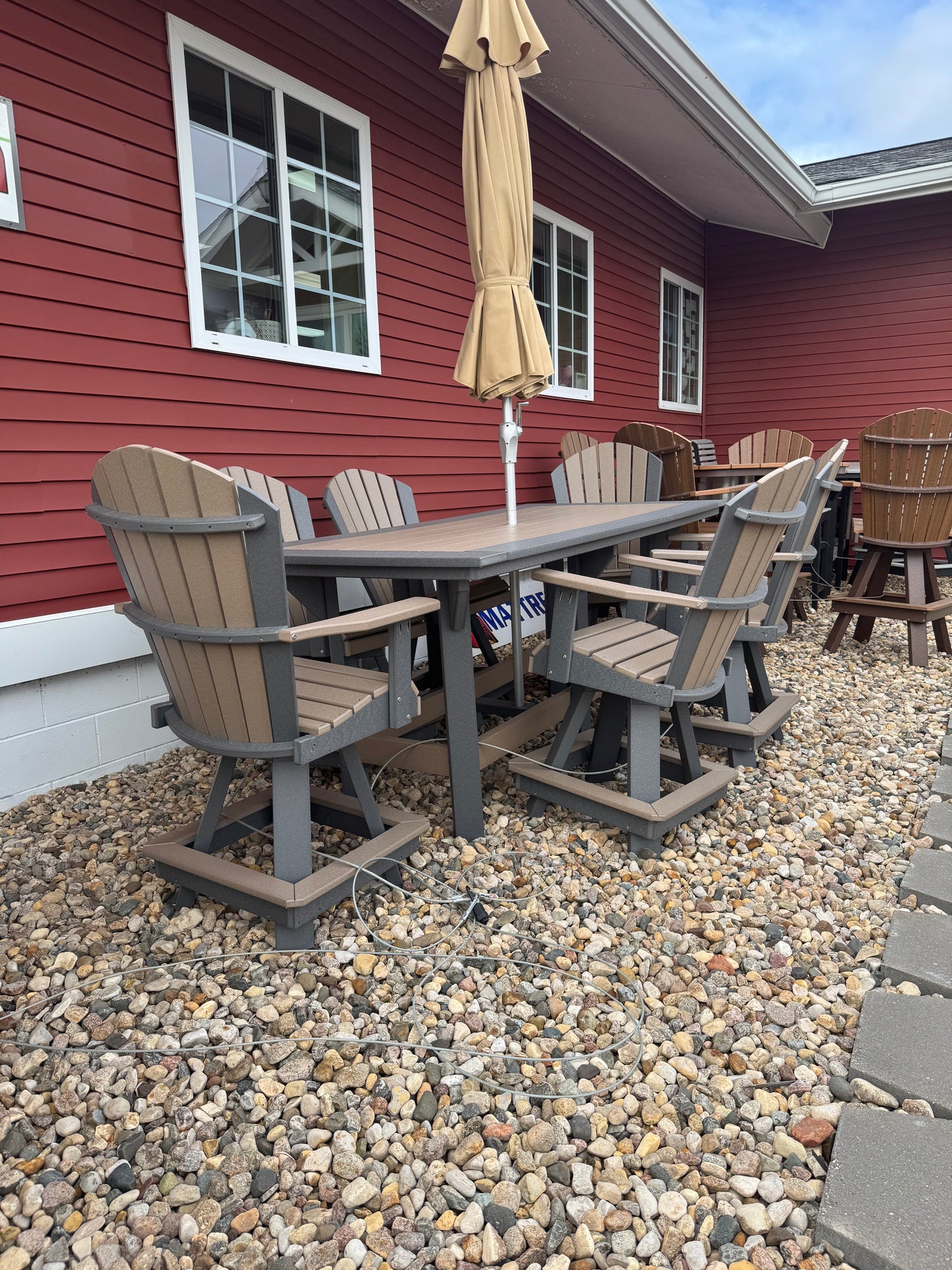 7' Counter Table with 6 Swivel Counter Chairs