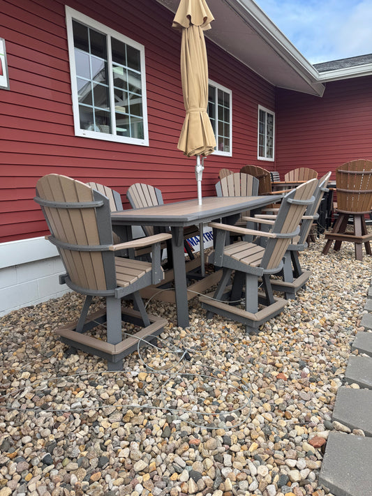 7' Counter Table with 6 Swivel Counter Chairs