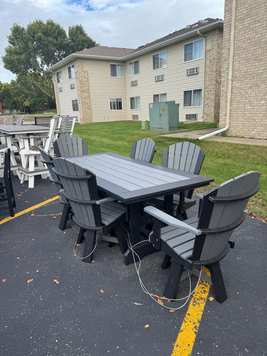 7' Dining Table with 6 Swivel Dining Chairs