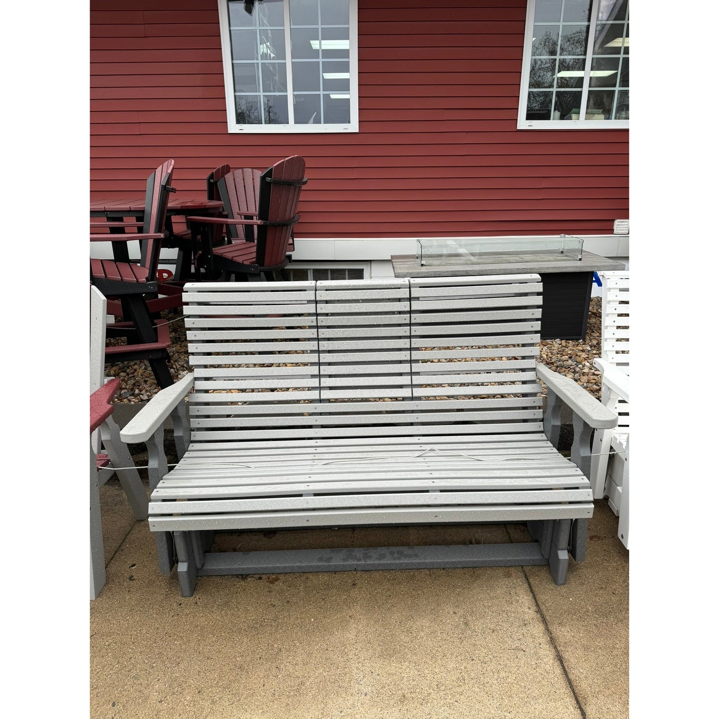 Creekside 5' Rollback Glider with Flip Down Console RB78 in Dove Gray & Dark Gray