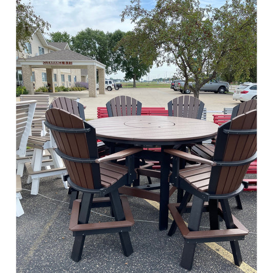60" Round Bar Table with 6 Swivels in Black/Brown