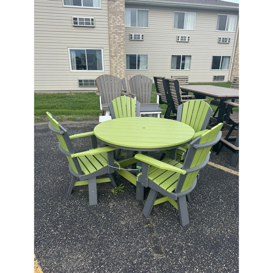 48" Round Dining Table with 4 Swivel Dining Chairs in Dark Gray/Lime