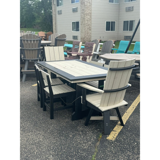 6' Dining Table with 4 Stationary Chairs & 2 Swivel Joya Chairs in Black & Birch