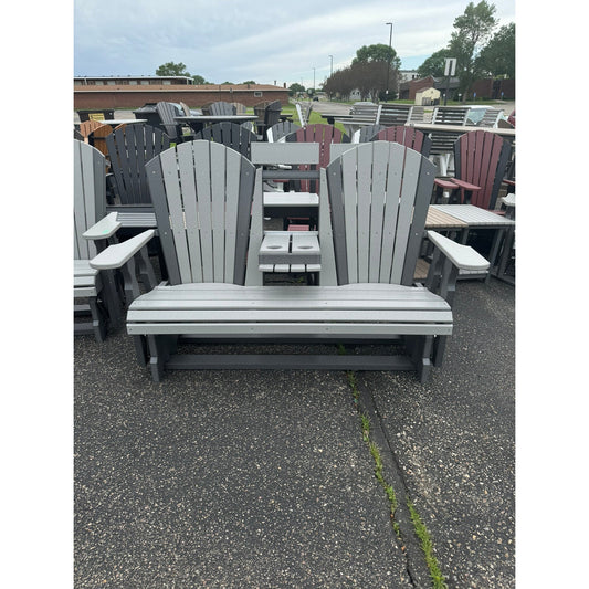 Classic 5' Glider with flip down console in Dark Gray & Dove Gray