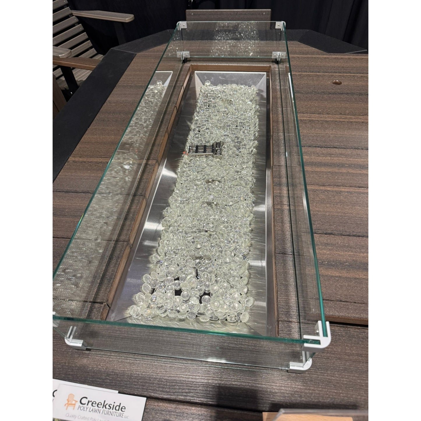 6' Fire Table with 4 Classic Swivel Bar Chairs & 2 Stationary Barstool in Black/Brazilian Walnut