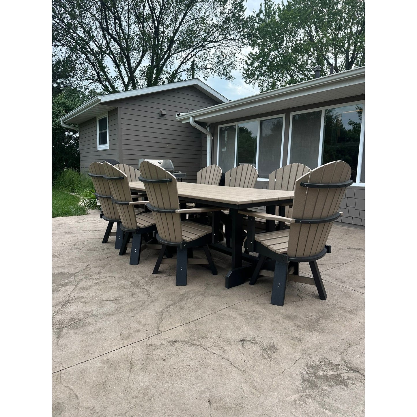 8' Dining Table with 8 Swivel Dining Chairs