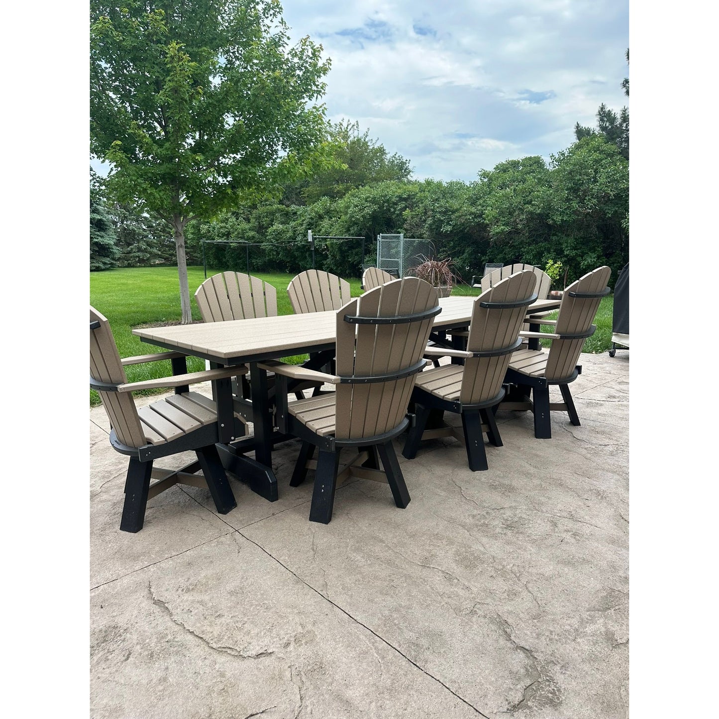 8' Dining Table with 8 Swivel Dining Chairs