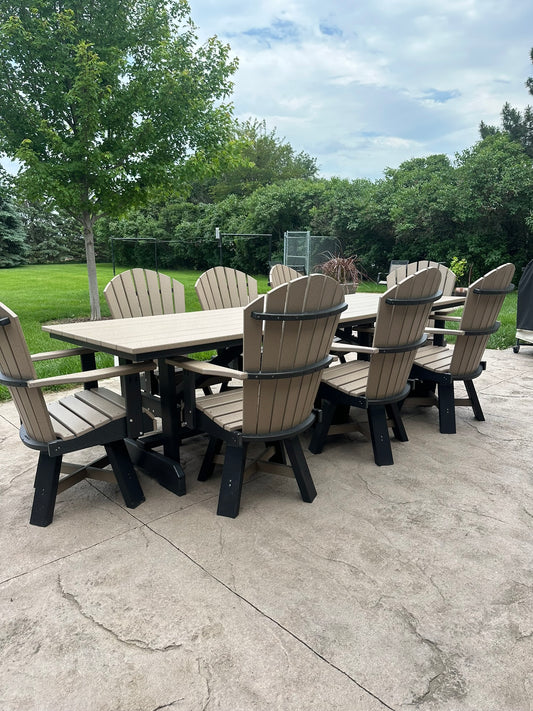 8' Dining Table with 8 Swivel Dining Chairs