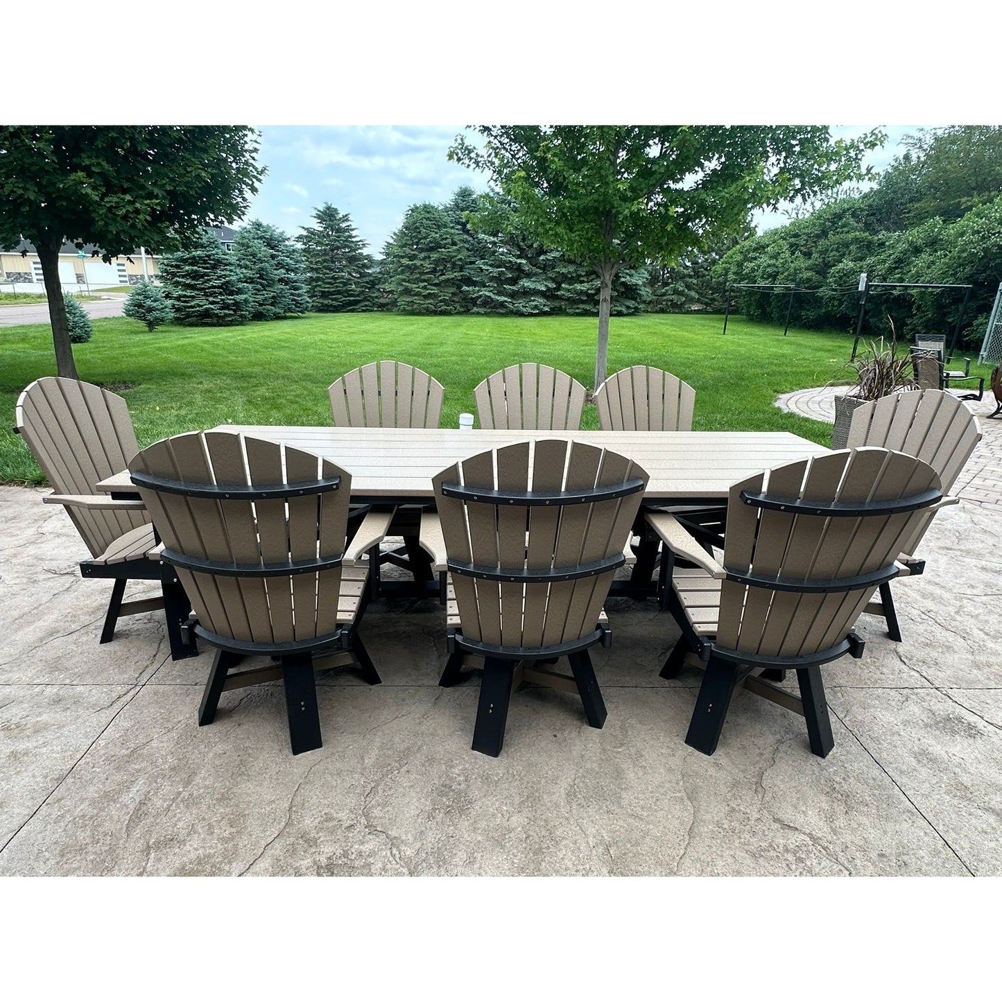 8' Dining Table with 8 Swivel Dining Chairs