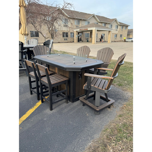 6' Fire Counter Table with 4 Classic Swivel & 2 Stationary Chairs in Black & Brazilian Walnut