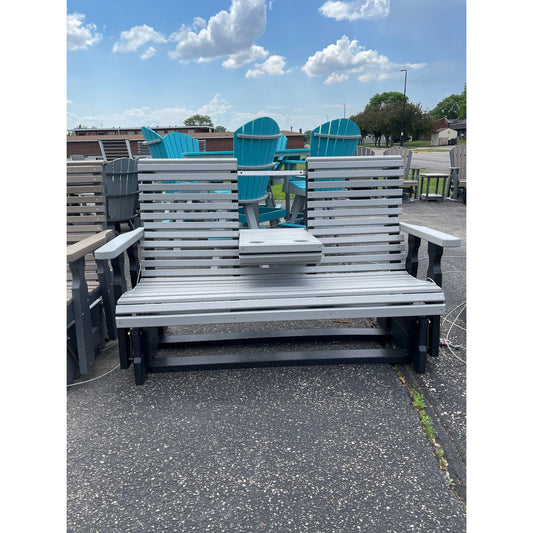 Creekside 5' Rollback Glider with Flip Down Console RB78 in Black and Dove Gray