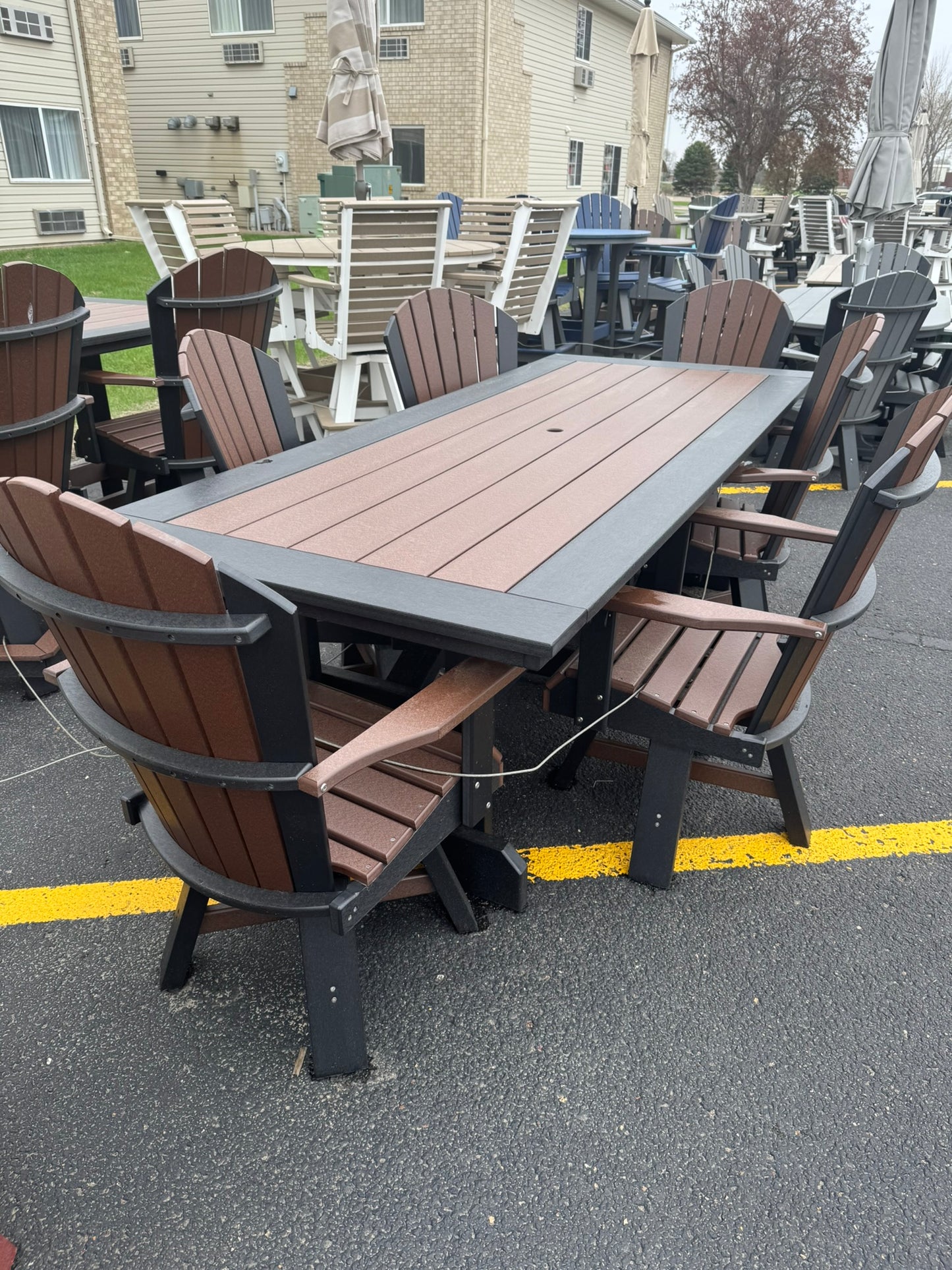 8' Dining Table with 6 Swivel Dining Chairs