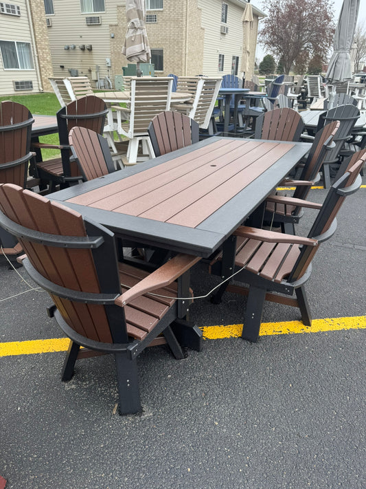 8' Dining Table with 6 Swivel Dining Chairs