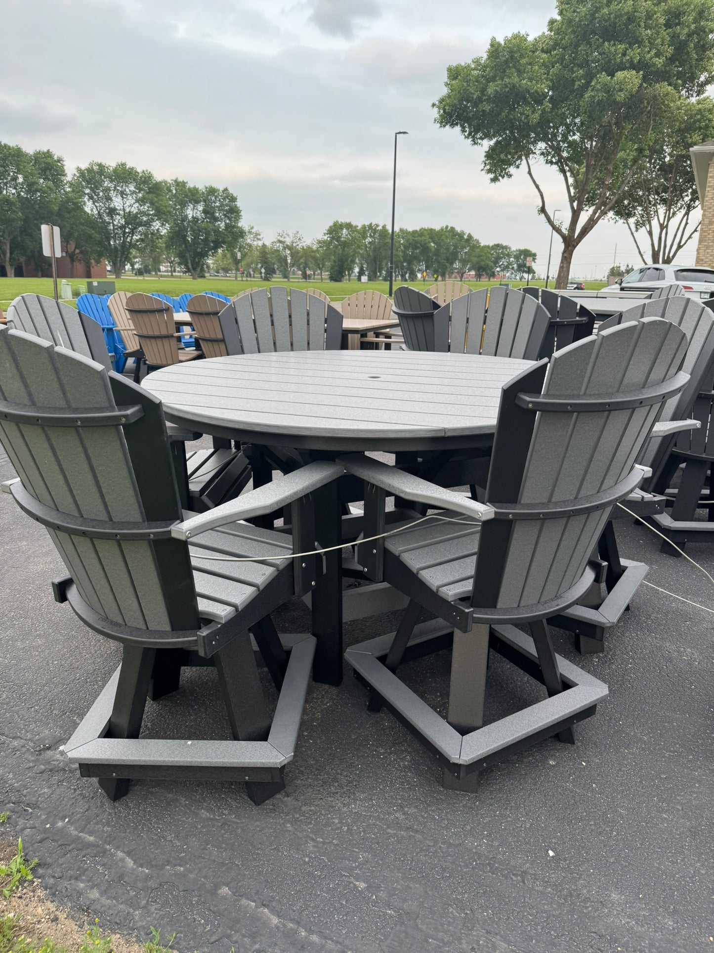 60" Round Bar Table with 6 Swivel Bar Chairs
