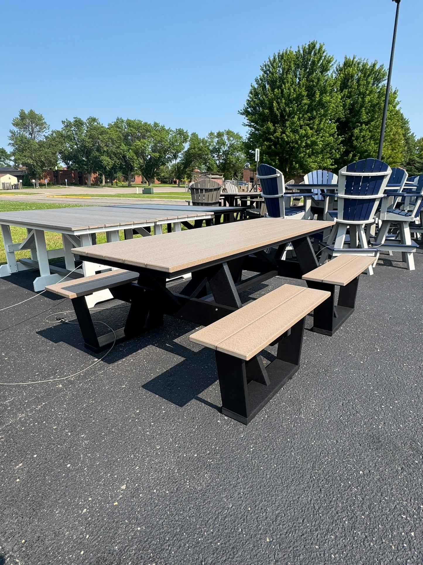 Creekside 7' Split Seat Picnic Table in Black and Weatherwood