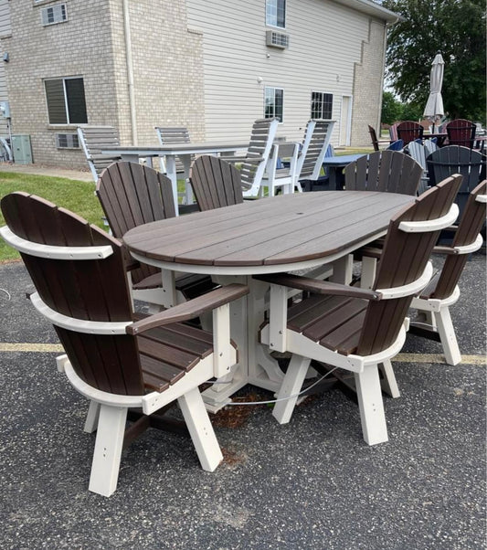 7' Oval Dining Table with 6 Swivel Dining Chairs